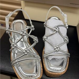 Kenneth Cole Metallic Silver Strappy Sandals